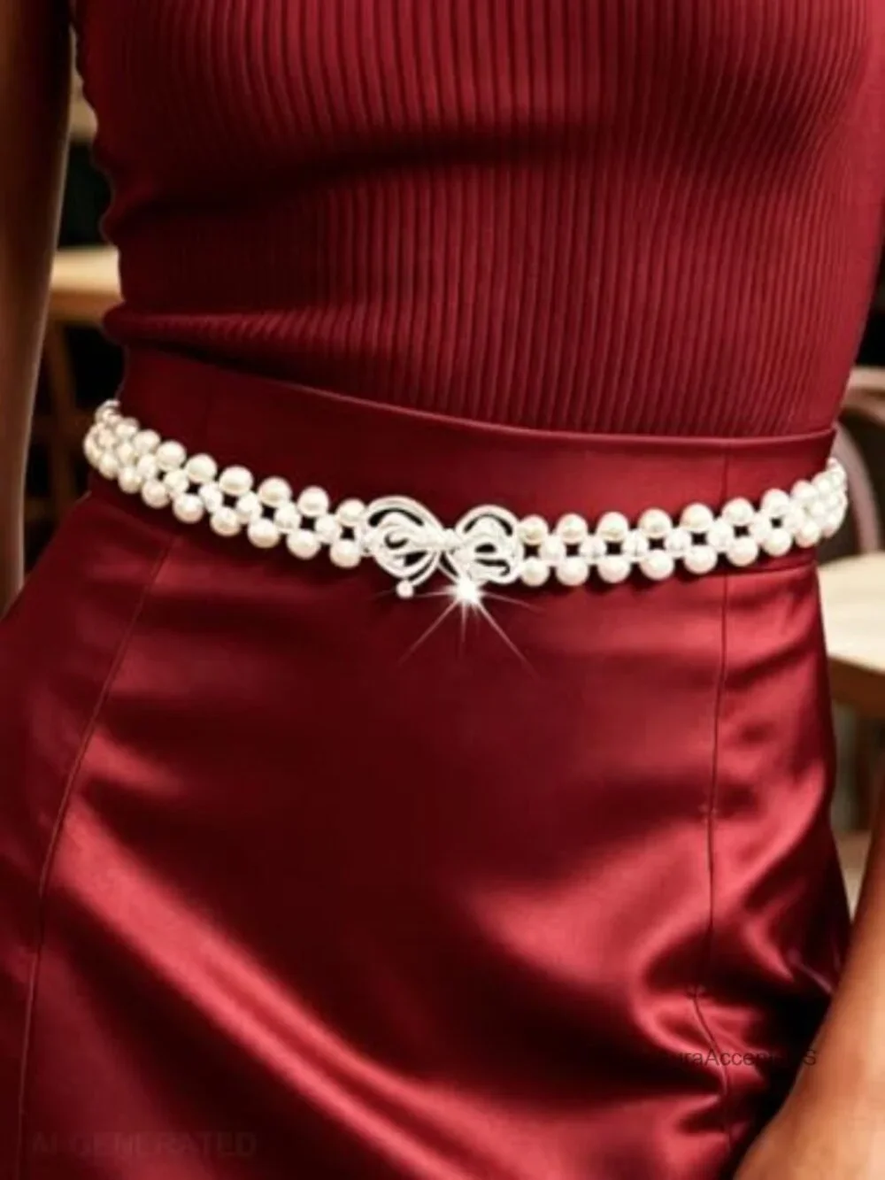 Pearl Bridal Belt Wedding Dress Accessory Elastic Waist Belt Rhinestone